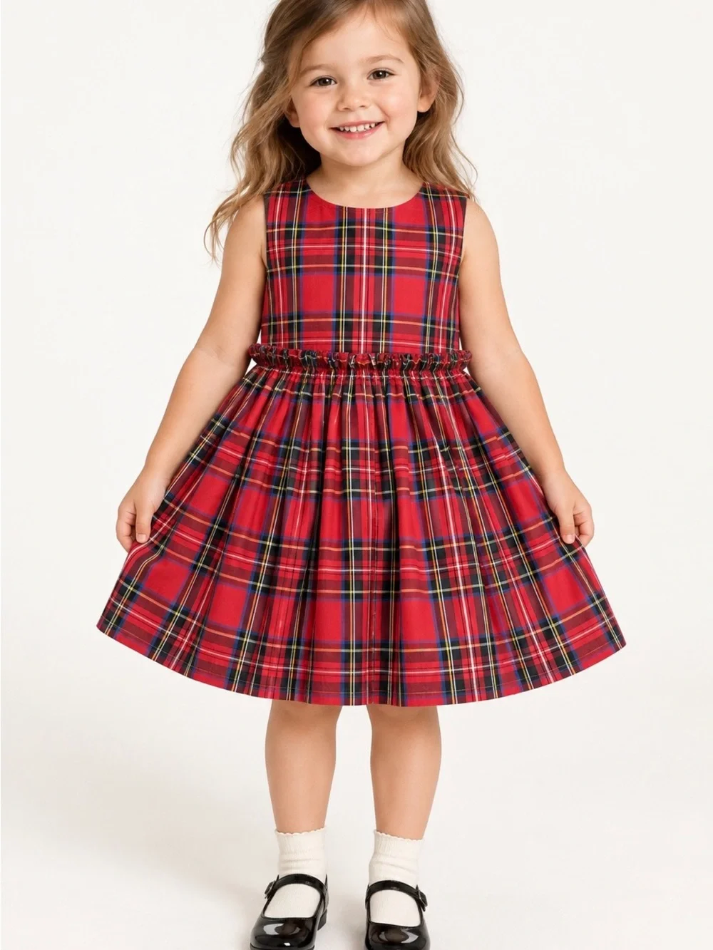 Crewcuts J.Crew Girls Size 3 Red Tartan Plaid Cotton Holiday Christmas Dress